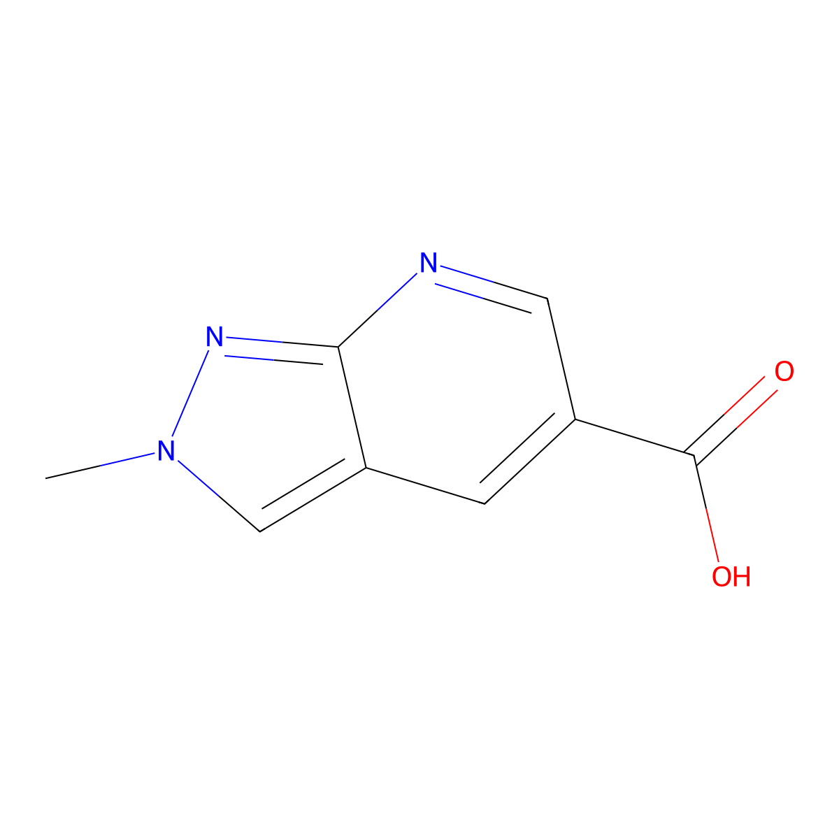 2-Methyl-2H-pyrazolo[3,4-B]pyridine-5-carboxylic acid molecular structure, CAS 1363381-09-2