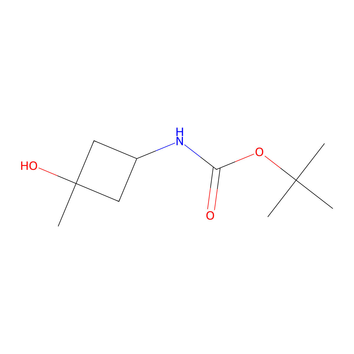 cis-tert-Butyl 3-hydroxy-3-methylcyclobutylcarbamate molecular structure, CAS 1363381-12-7