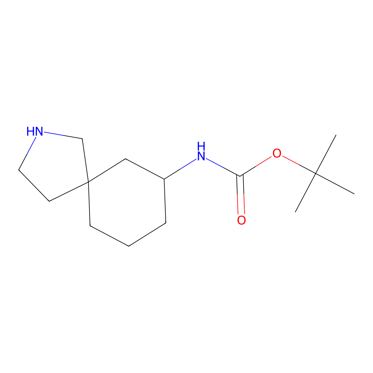 tert-Butyl 2-azaspiro[4.5]decan-7-ylcarbamate molecular structure, CAS 1363381-13-8