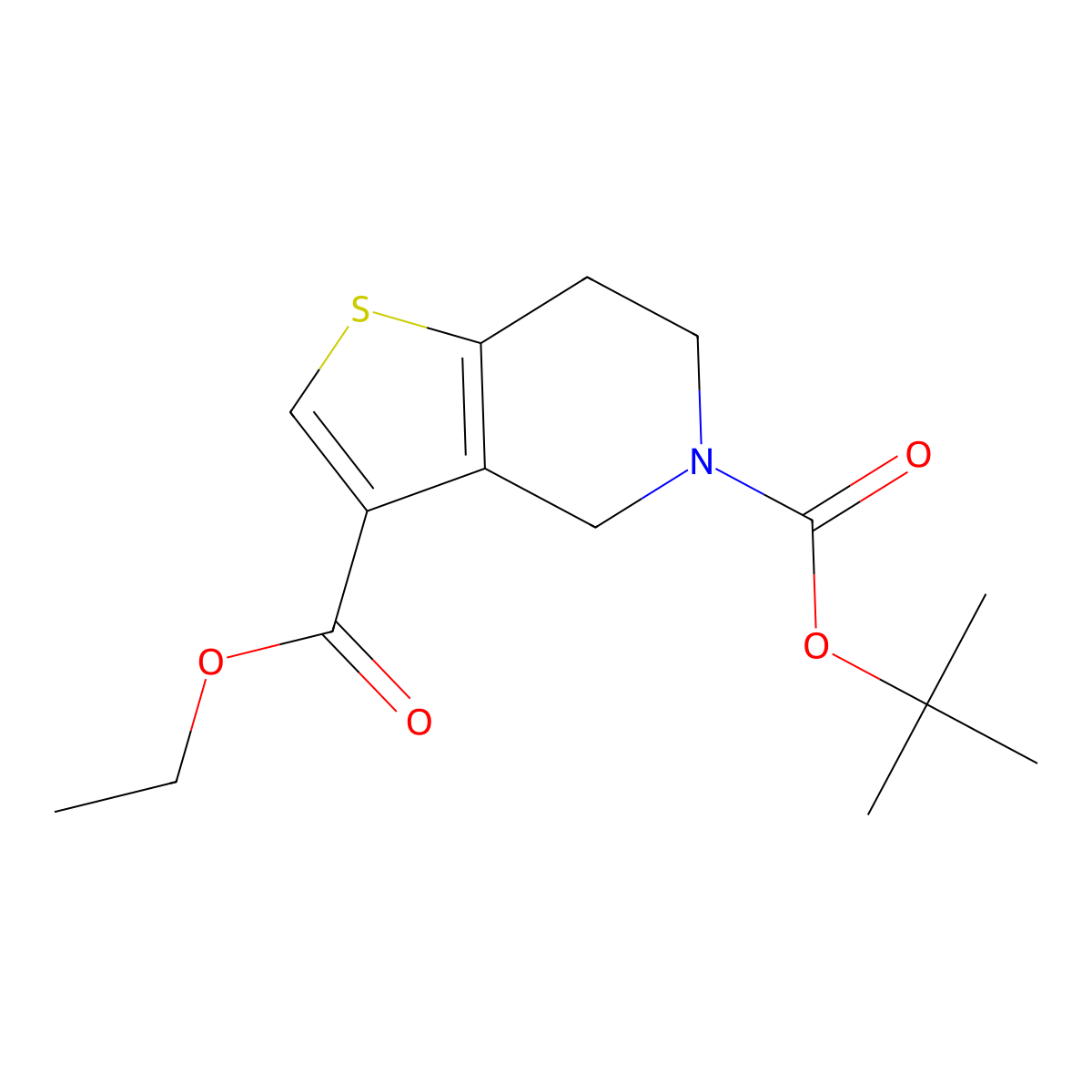 5-tert-butyl 3-ethyl 4H,5H,6H,7H-thieno[3,2-c]pyridine-3,5-dicarboxylate molecular structure, CAS 1363381-39-8