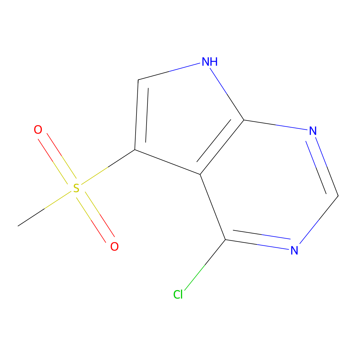 4-Chloro-5-(methylsulfonyl)-7H-pyrrolo[2,3-D]pyrimidine molecular structure, CAS 1363381-40-1