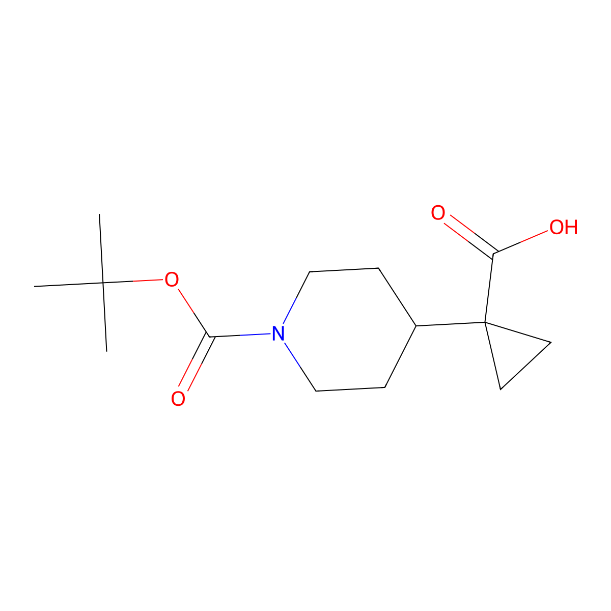 1-{1-[(Tert-butoxy)carbonyl]piperidin-4-yl}cyclopropane-1-carboxylic acid molecular structure, CAS 1363381-63-8
