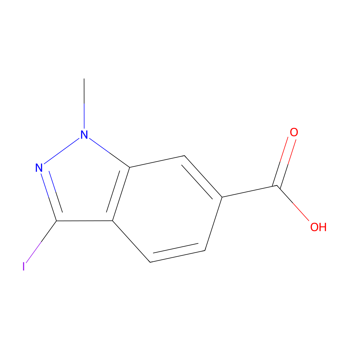 3-Iodo-1-methyl-1H-indazole-6-carboxylic acid molecular structure, CAS 1363381-70-7