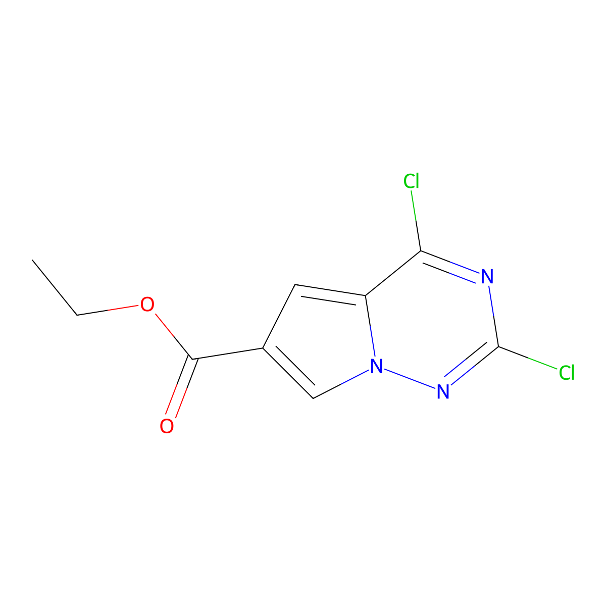 Ethyl 2,4-dichloropyrrolo[2,1-F][1,2,4]triazine-6-carboxylate molecular structure, CAS 1363381-75-2