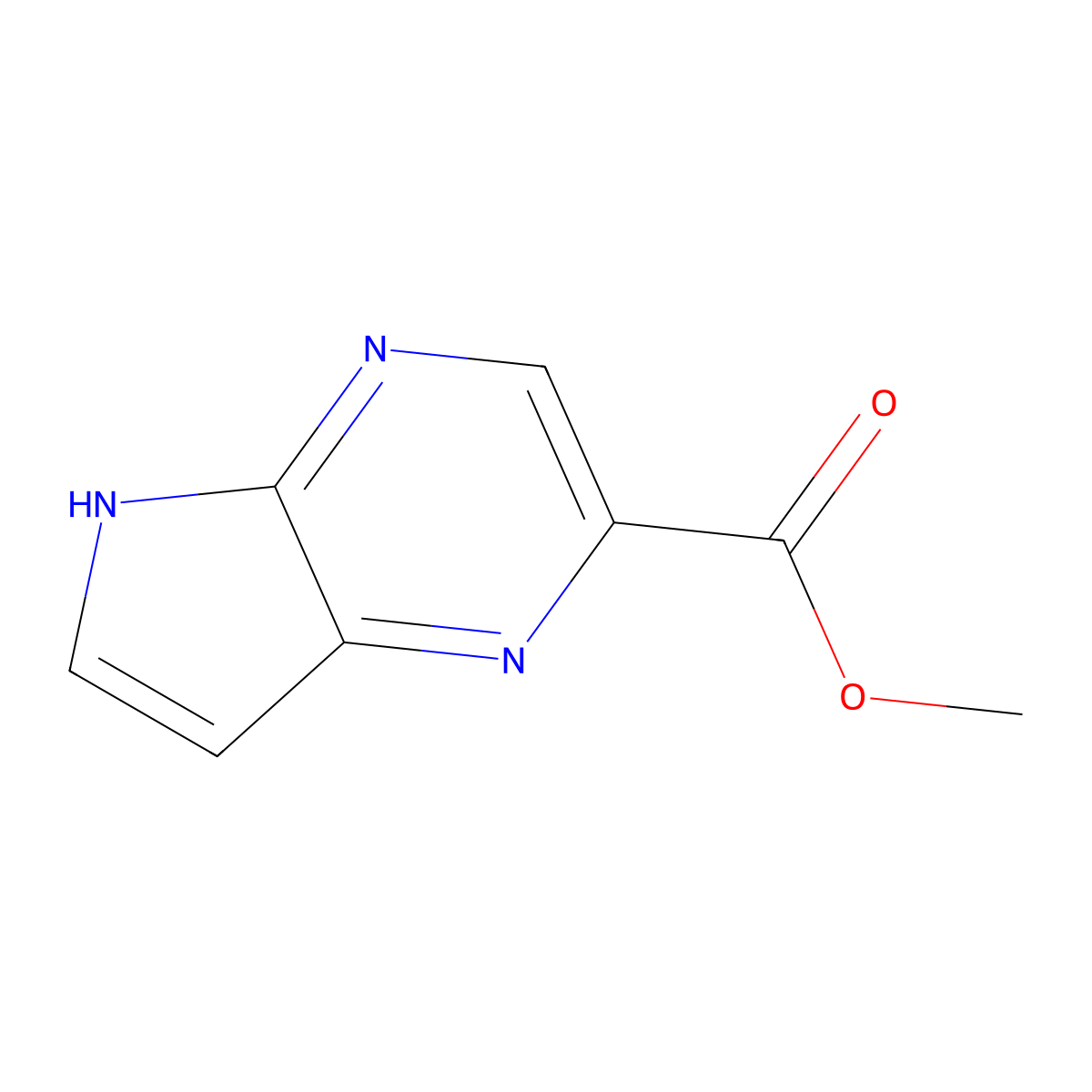 methyl 5H-pyrrolo(2,3-b)pyrazine-2-carboxylate molecular structure, CAS 1363381-89-8