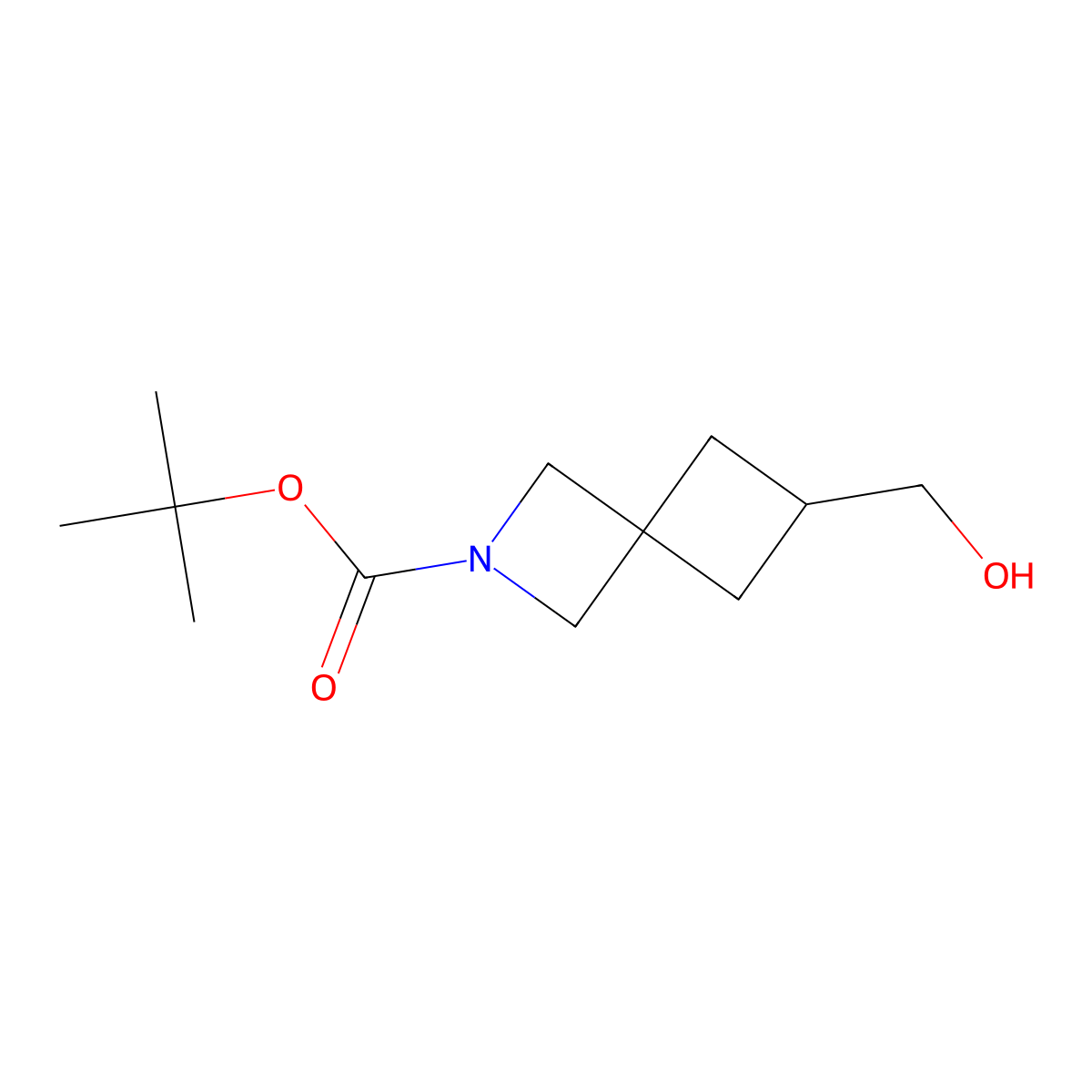 Tert-butyl 6-(hydroxymethyl)-2-azaspiro(3.3)heptane-2-carboxylate molecular structure, CAS 1363381-93-4