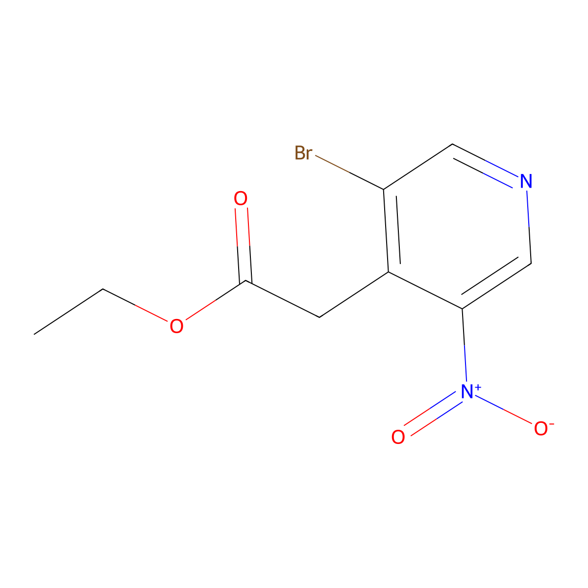 Ethyl 3-bromo-5-nitropyridine-4-acetate molecular structure, CAS 1363382-04-0