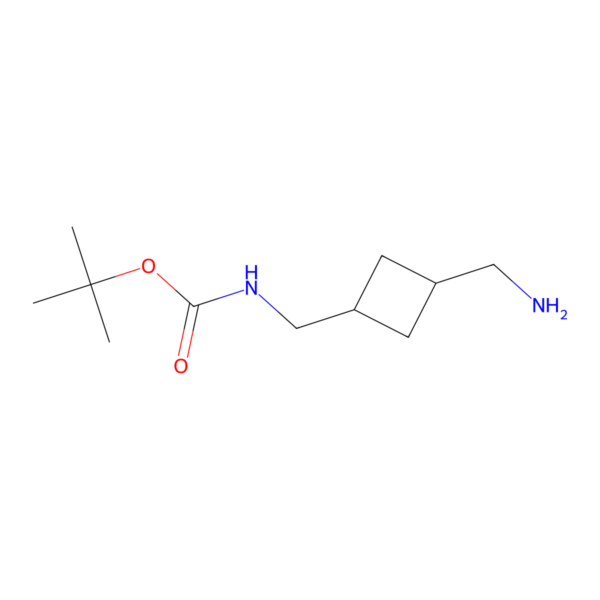 Carbamic acid, N-[[3-(aminomethyl)cyclobutyl]methyl]-, 1,1-dimethylethyl ester molecular structure, CAS 1363382-06-2
