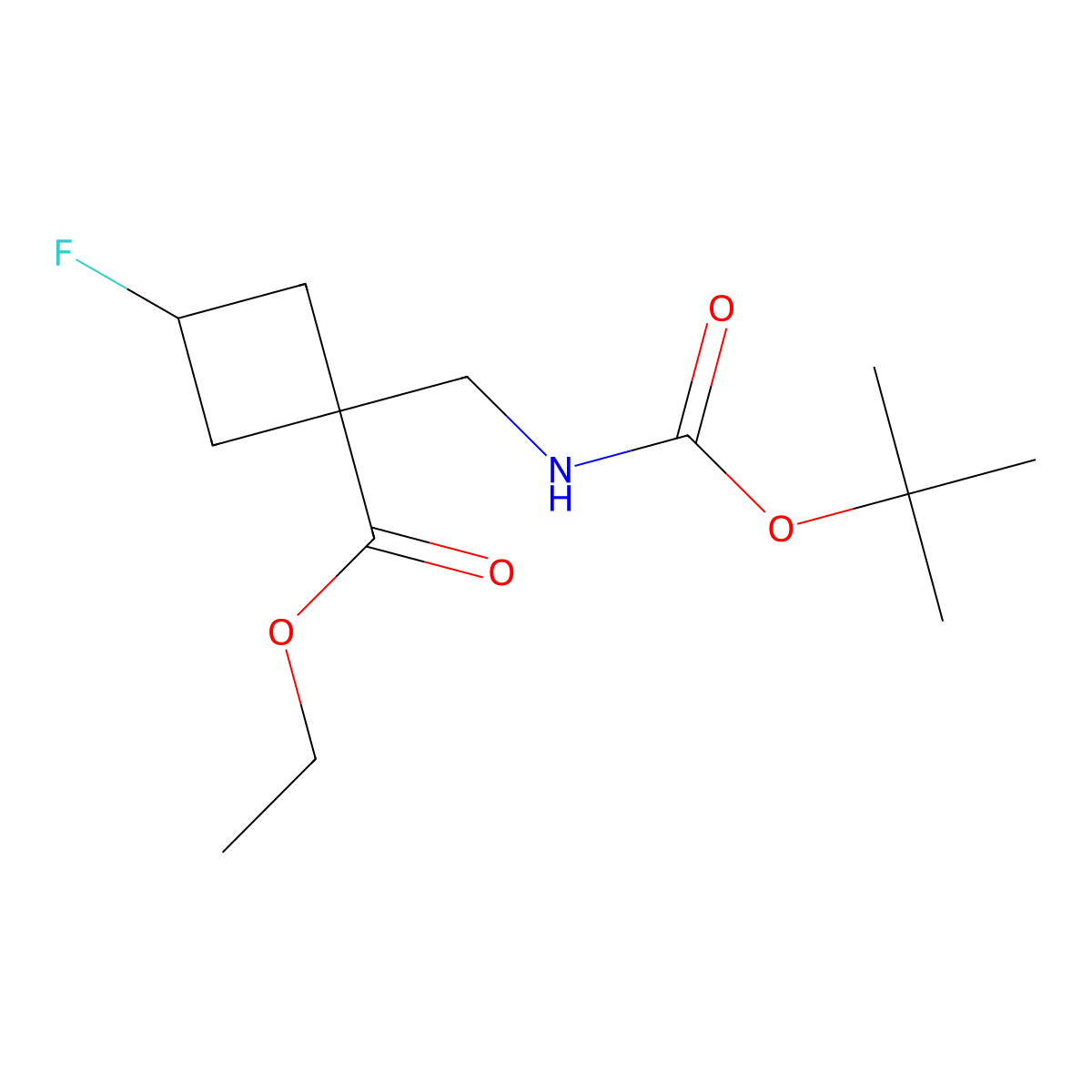 Ethyl 1-[(tert-butoxycarbonylamino)methyl]-3-fluoro-cyclobutanecarboxylate molecular structure, CAS 1363382-10-8