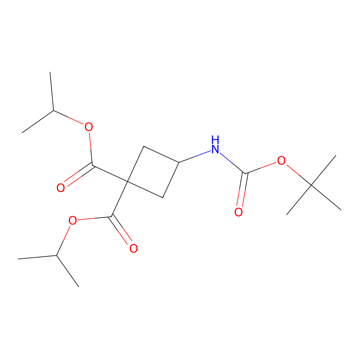 3-tert-Butoxycarbonylamino-cyclobutane-1,1-dicarboxylic acid diisopropyl ester molecular structure, CAS 1363382-20-0