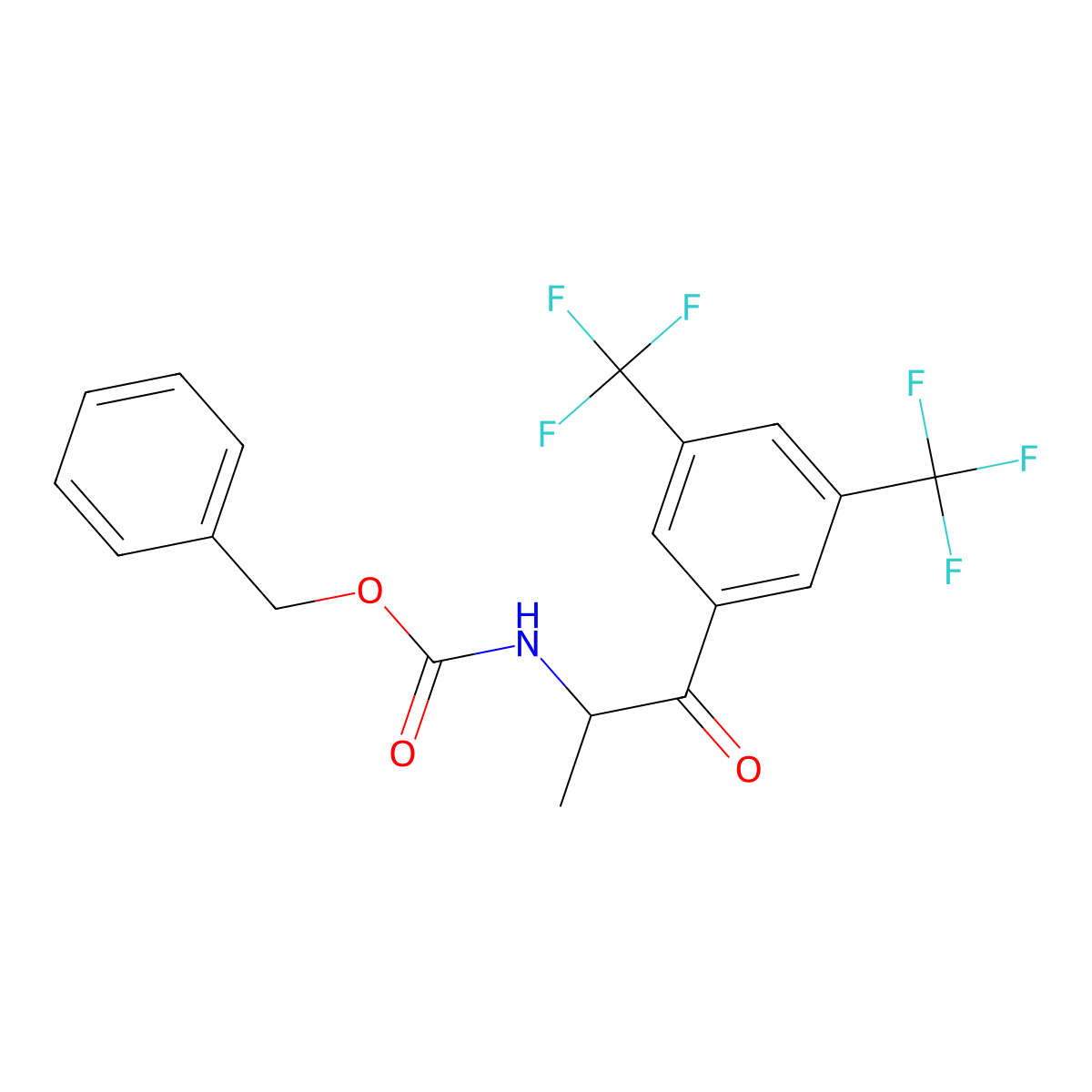 Benzyl [2-(3,5-bis(trifluoromethyl)phenyl)-1-methyl-2-oxo-ethyl]carbamate molecular structure, CAS 1363382-26-6