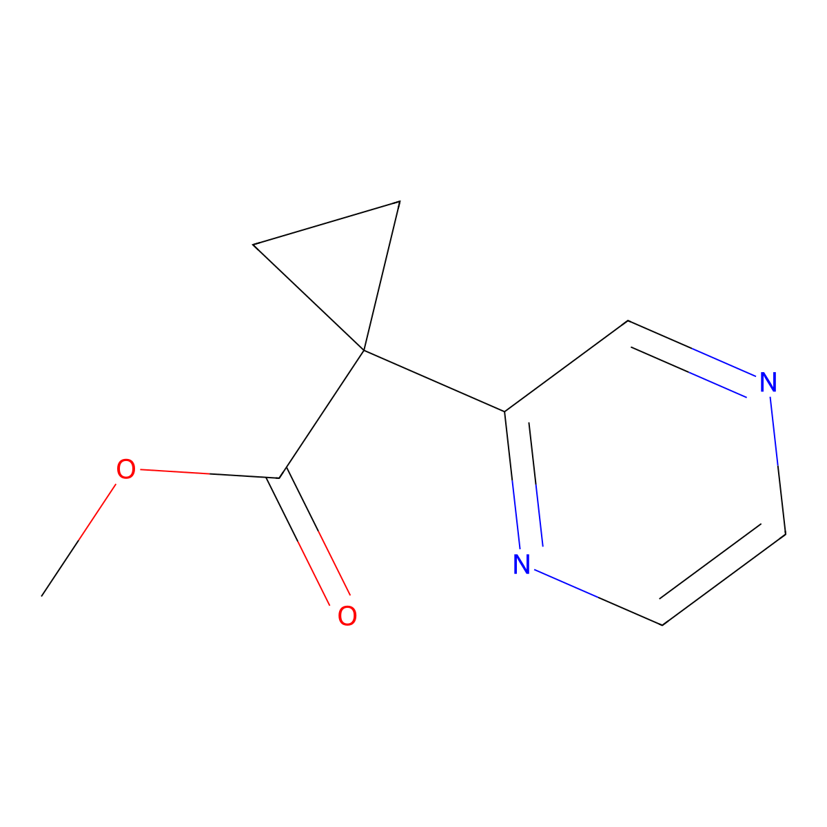 Methyl 1-(pyrazin-2-yl)cyclopropanecarboxylate molecular structure, CAS 1363382-27-7