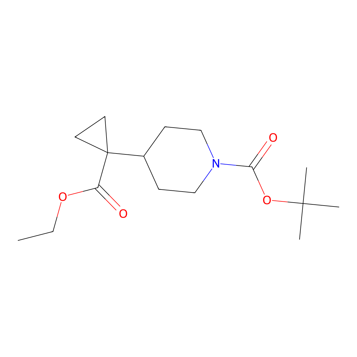 1-Boc-4-(1-ethoxycarbonyl-cyclopropyl)-piperidine molecular structure, CAS 1363382-33-5