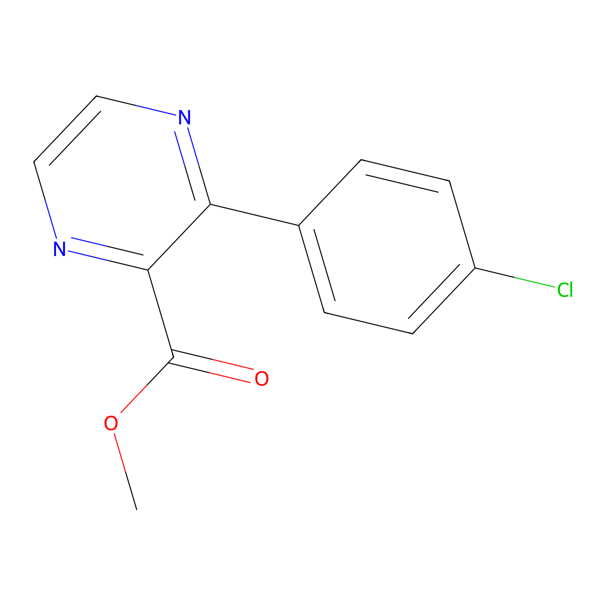 3-(4-Chloro-phenyl)-pyrazine-2-carboxylic acid methyl ester molecular structure, CAS 1363382-34-6
