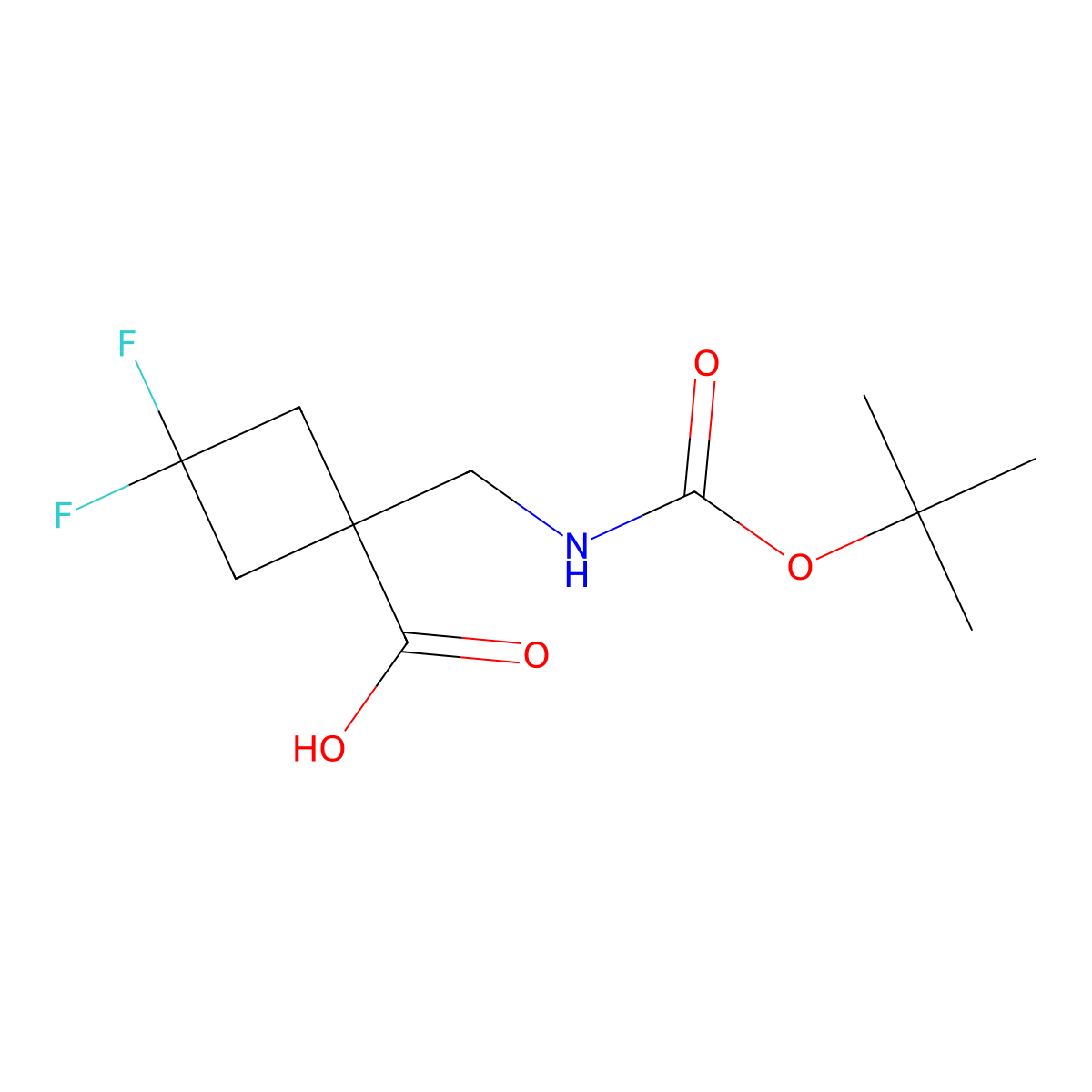 1-({[(Tert-butoxy)carbonyl]amino}methyl)-3,3-difluorocyclobutane-1-carboxylic acid molecular structure, CAS 1363382-41-5
