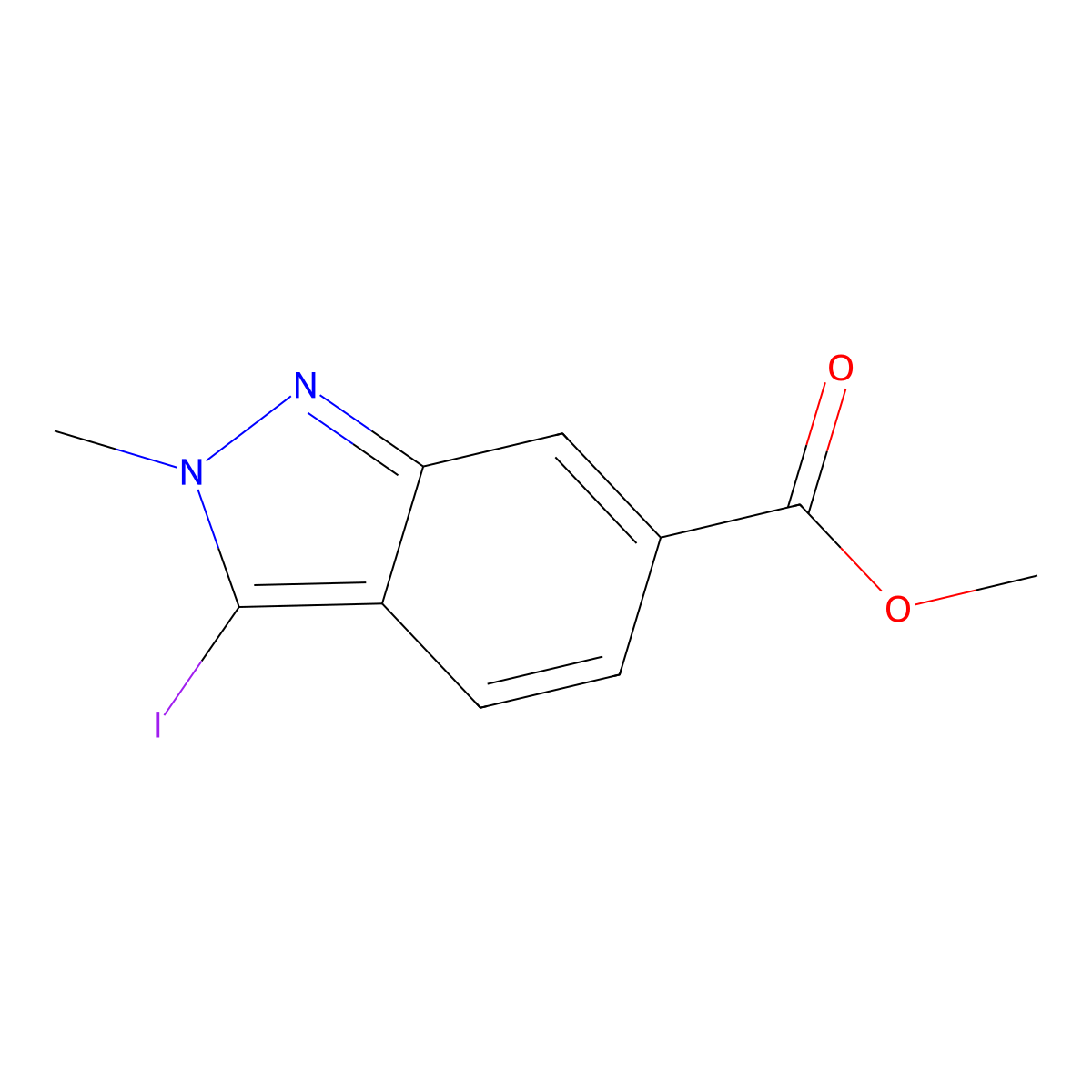 Methyl 3-iodo-2-methyl-2H-indazole-6-carboxylate molecular structure, CAS 1363382-86-8