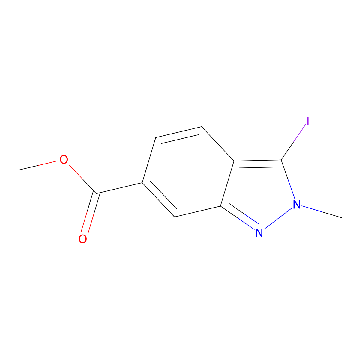 Methyl 3-iodo-2-methyl-2H-indazole-6-carboxylate molecular structure, CAS 1363382-86-8
