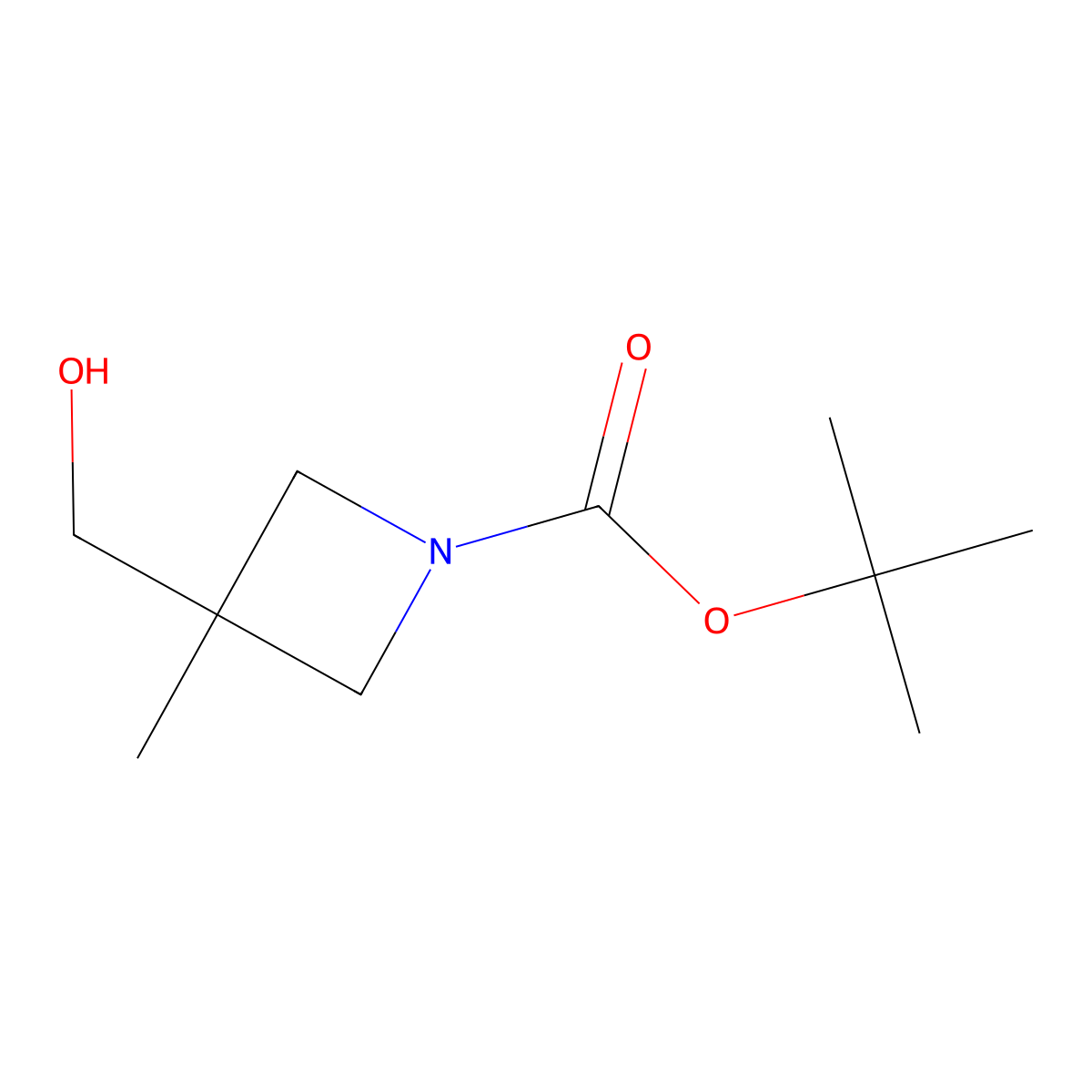 tert-Butyl 3-(hydroxymethyl)-3-methylazetidine-1-carboxylate molecular structure, CAS 1363382-91-5