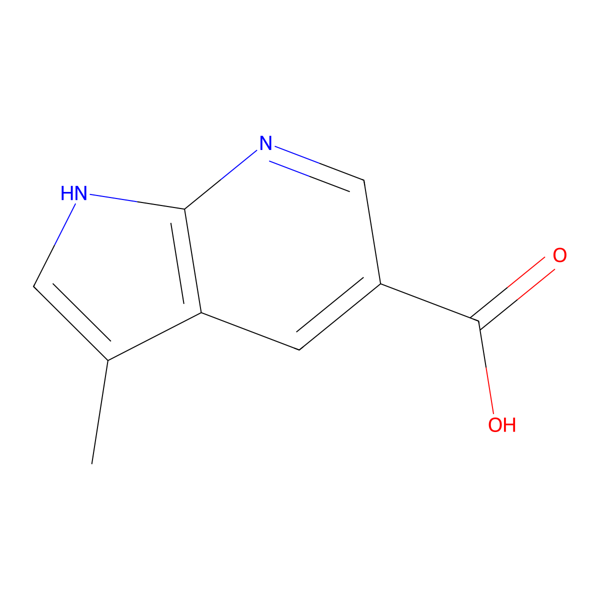 3-methyl-1H-pyrrolo(2,3-b)pyridine-5-carboxylic acid molecular structure, CAS 1363382-93-7