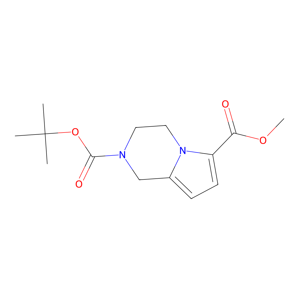 2-tert-butyl 6-methyl 1H,2H,3H,4H-pyrrolo[1,2-a]pyrazine-2,6-dicarboxylate molecular structure, CAS 1363383-12-3