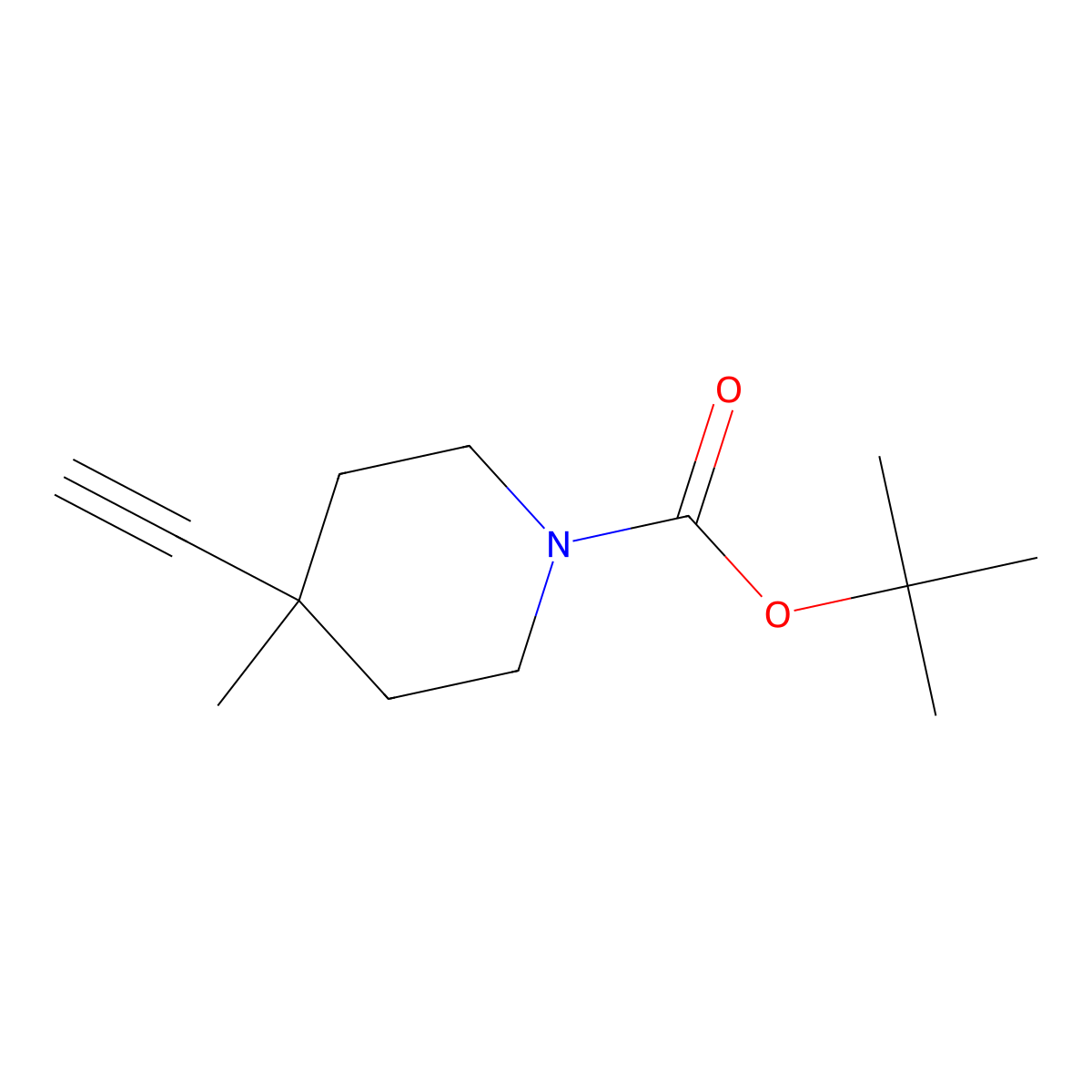 Tert-butyl 4-ethynyl-4-methylpiperidine-1-carboxylate molecular structure, CAS 1363383-17-8