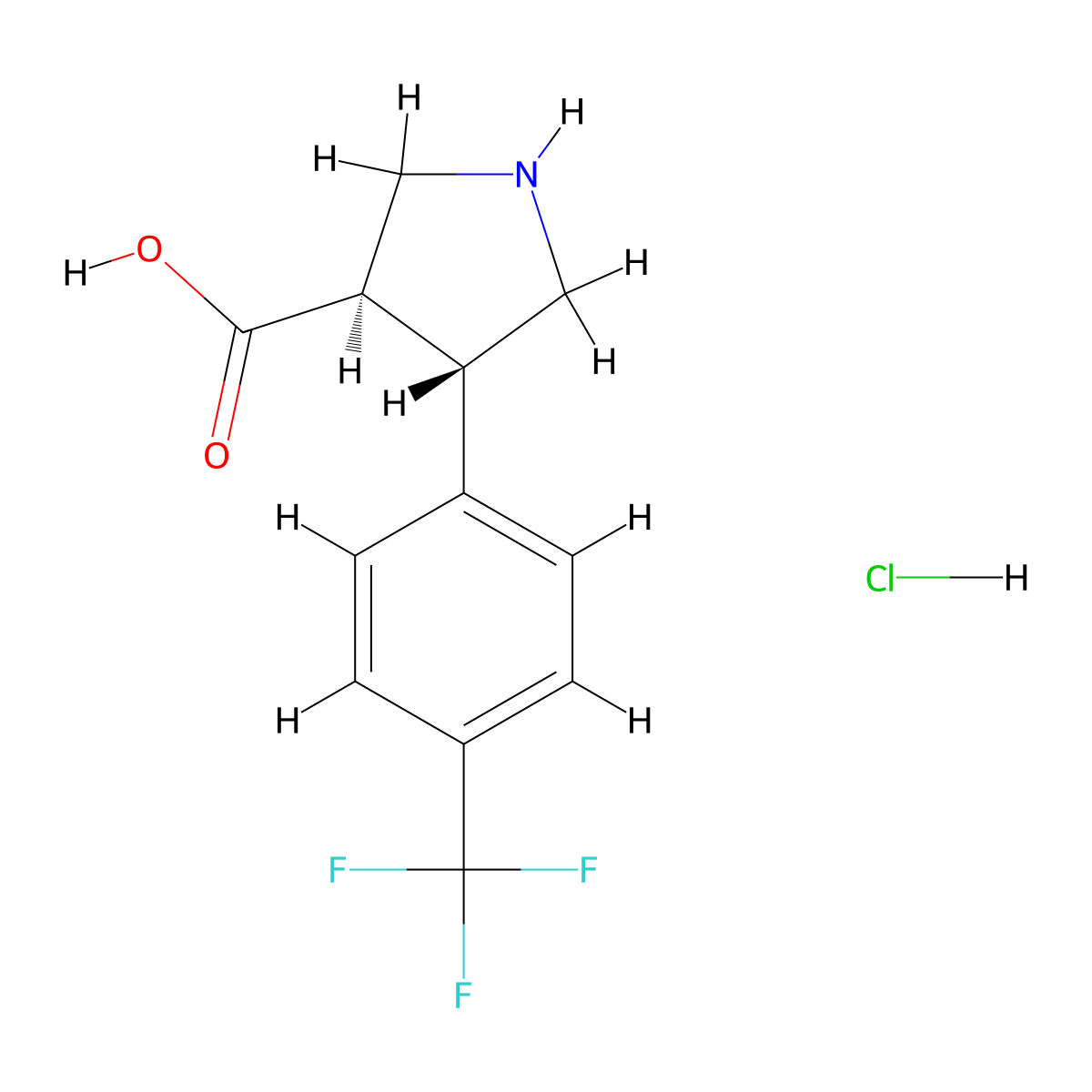 trans-4-(4-(Trifluoromethyl)phenyl)pyrrolidine-3-carboxylic acid hydrochloride molecular structure, CAS 1363404-65-2