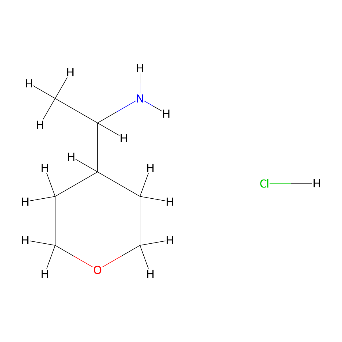 1-(Tetrahydro-2H-pyran-4-yl)ethanamine hydrochloride molecular structure, CAS 1363404-80-1