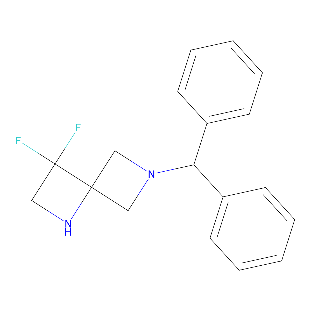 6-Benzhydryl-3,3-difluoro-1,6-diazaspiro[3.3]heptane molecular structure, CAS 1363404-83-4
