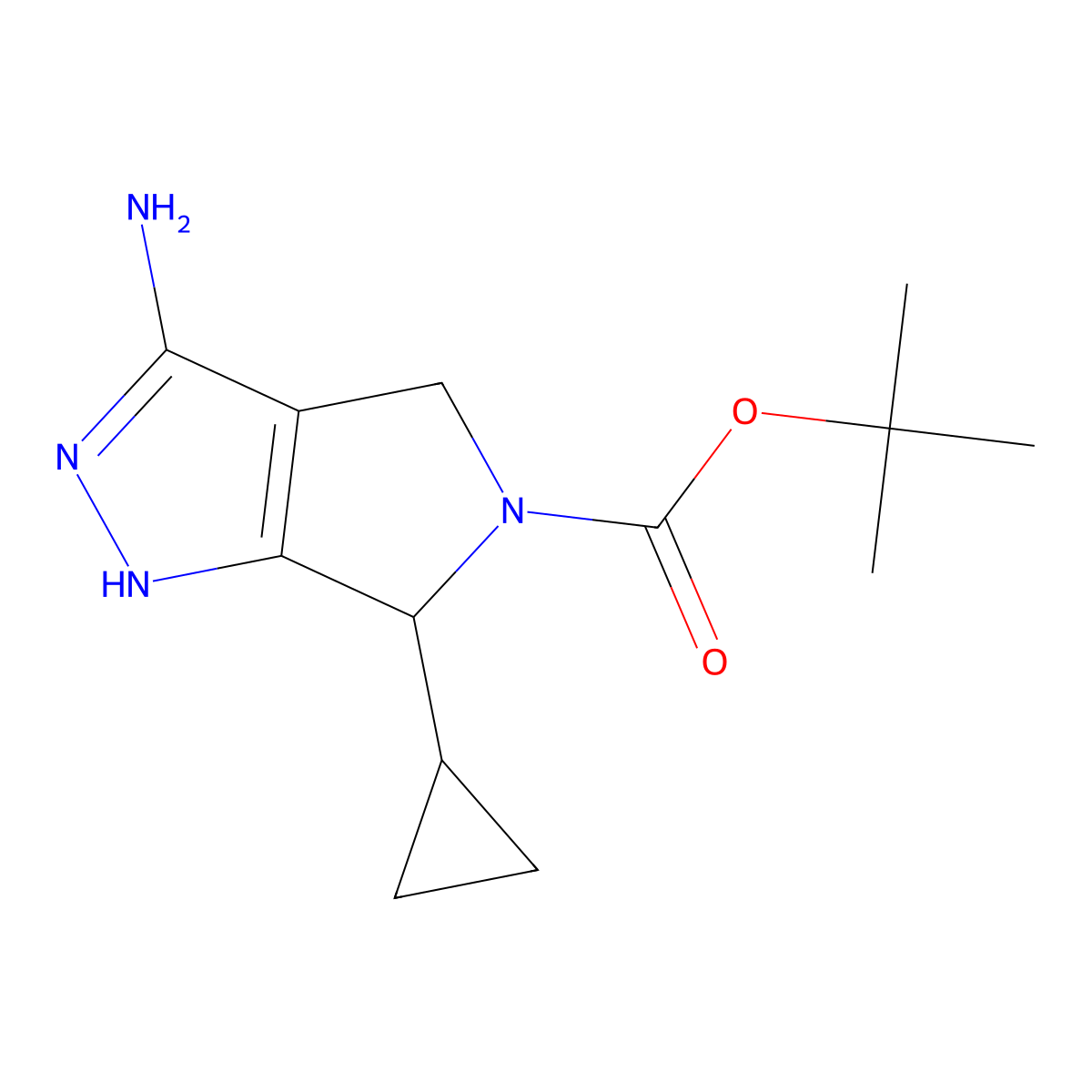 Tert-butyl 3-amino-6-cyclopropyl-4,6-dihydropyrrolo[3,4-C]pyrazole-5(1H)-carboxylate molecular structure, CAS 1363404-97-0