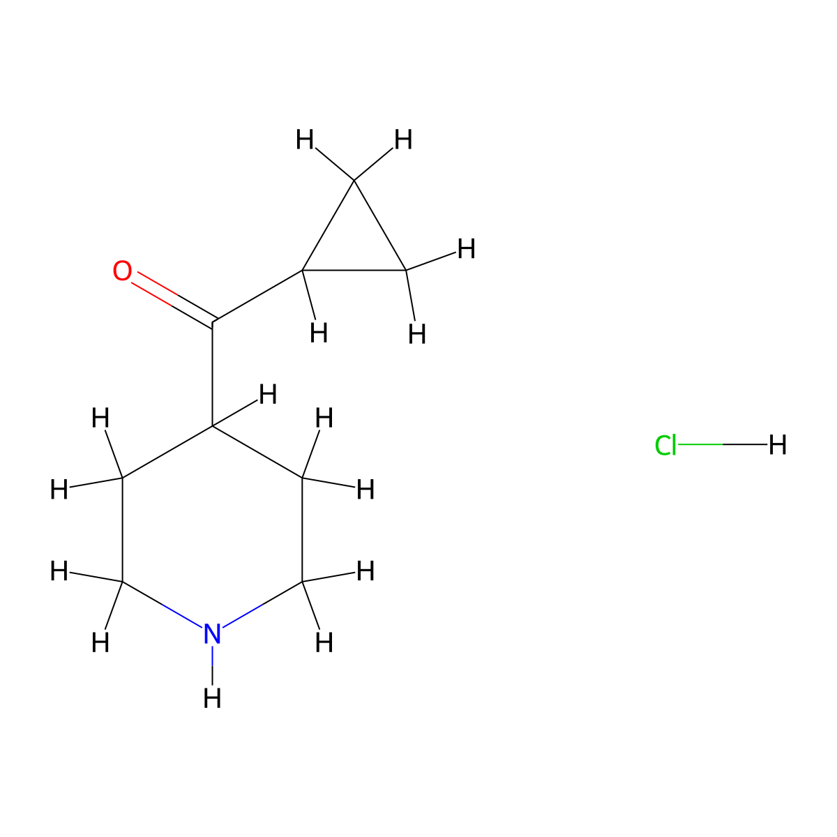 Cyclopropyl(piperidin-4-yl)methanone hydrochloride molecular structure, CAS 1363405-16-6