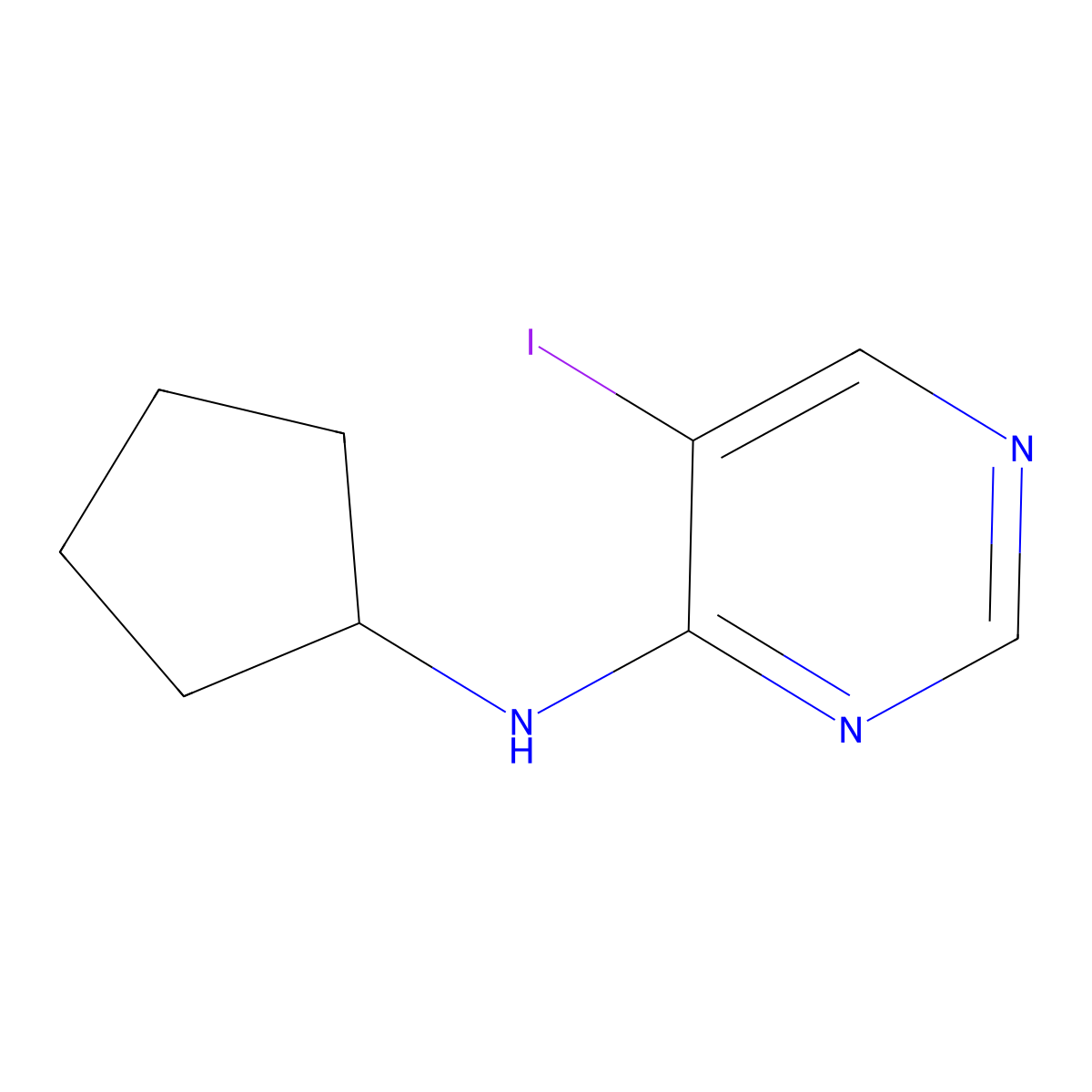 N-Cyclopentyl-5-iodopyrimidin-4-amine molecular structure, CAS 1363405-18-8