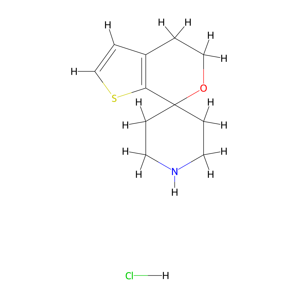 Spiro[4,5-dihydrothieno[2,3-c]pyran-7,4'-piperidine];hydrochloride molecular structure, CAS 1363405-39-3
