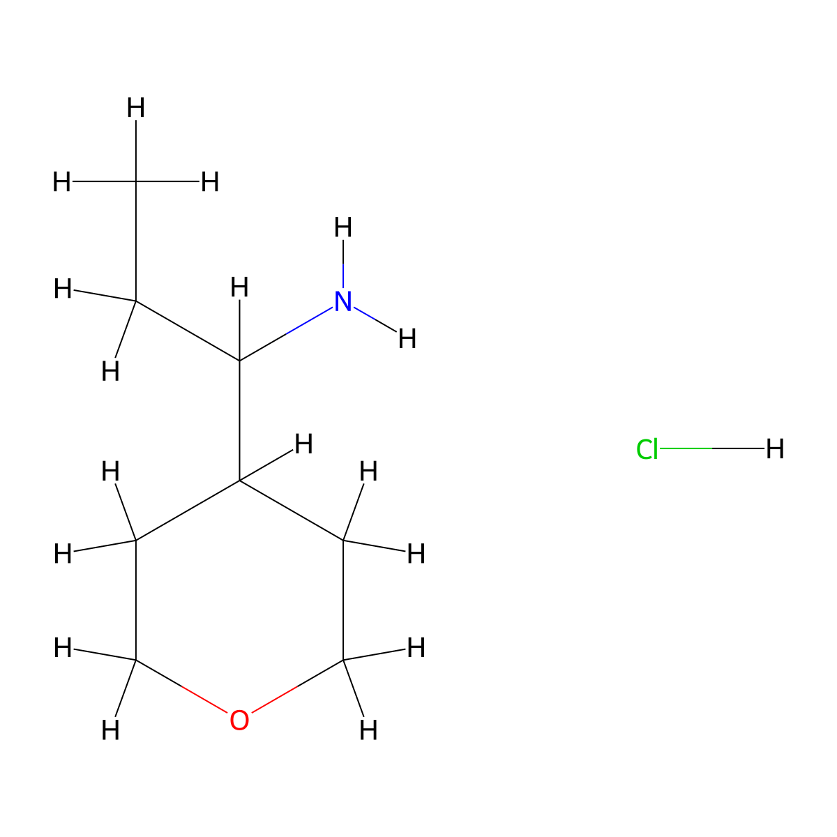 1-(Tetrahydro-2H-pyran-4-yl)propan-1-amine hydrochloride molecular structure, CAS 1363405-40-6