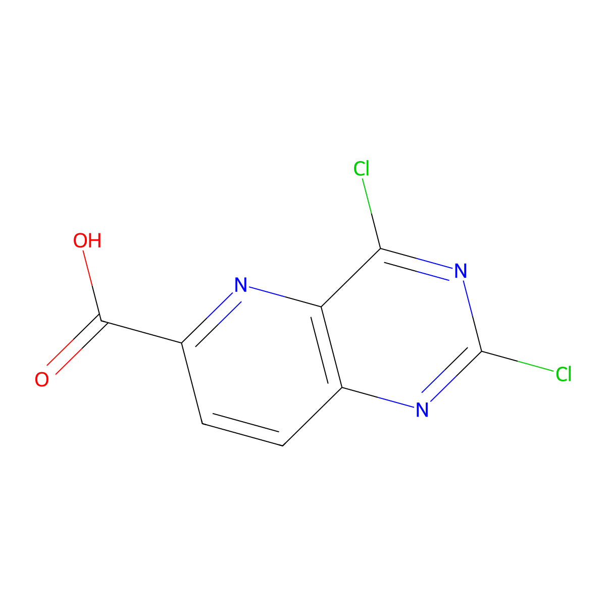 2,4-Dichloropyrido[3,2-D]pyrimidine-6-carboxylic acid molecular structure, CAS 1363405-45-1