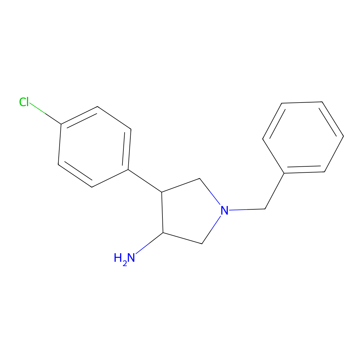 1-Benzyl-4-(4-chlorophenyl)pyrrolidin-3-amine molecular structure, CAS 1363405-46-2