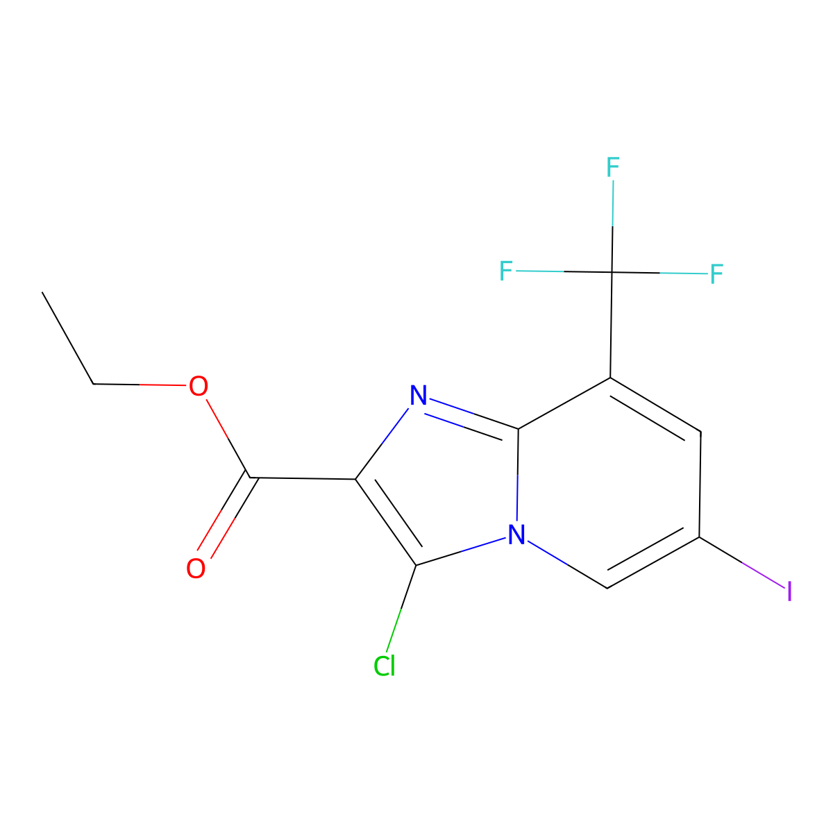 Ethyl 3-chloro-6-iodo-8-(trifluoromethyl)imidazo[1,2-A]pyridine-2-carboxylate molecular structure, CAS 1363405-48-4