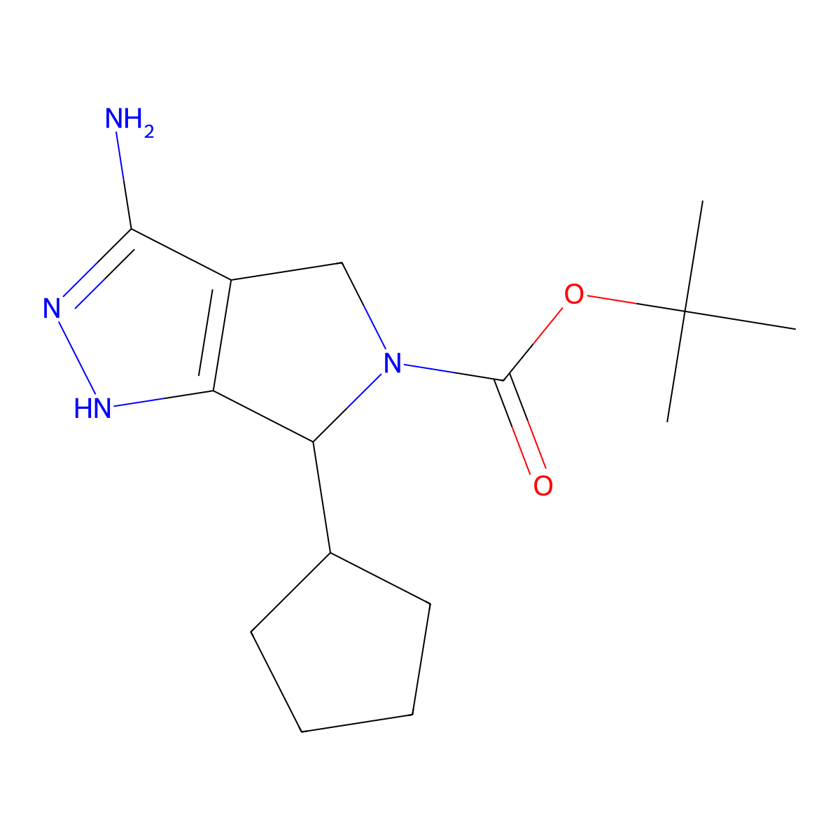 Tert-butyl 3-amino-6-cyclopentyl-4,6-dihydropyrrolo[3,4-C]pyrazole-5(1H)-carboxylate molecular structure, CAS 1363405-62-2