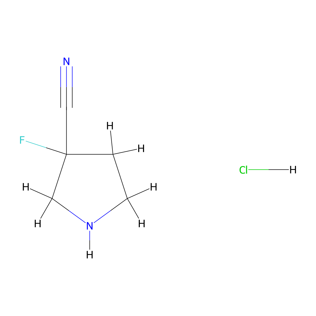 3-Fluoropyrrolidine-3-carbonitrile hydrochloride molecular structure, CAS 1363405-64-4