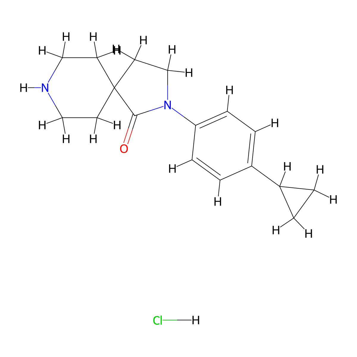2-(4-Cyclopropylphenyl)-2,8-diazaspiro[4.5]decan-1-one hydrochloride molecular structure, CAS 1363405-90-6