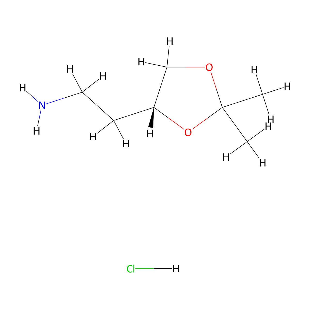 (R)-2-(2,2-Dimethyl-1,3-dioxolan-4-yl)ethanamine hydrochloride molecular structure, CAS 1363408-46-1