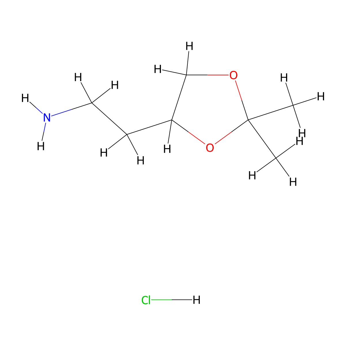 2-(2,2-Dimethyl-1,3-dioxolan-4-yl)ethanamine hydrochloride molecular structure, CAS 1363408-51-8