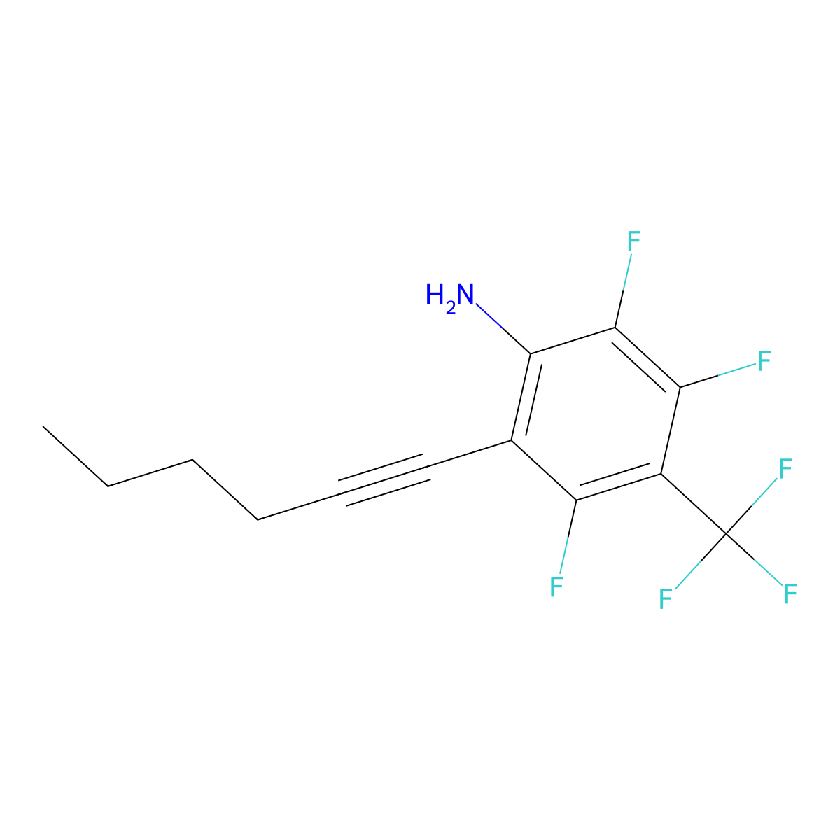 2,3,5-Trifluoro-6-(hex-1-yn-1-yl)-4-(trifluoromethyl)aniline molecular structure, CAS 1363411-71-5