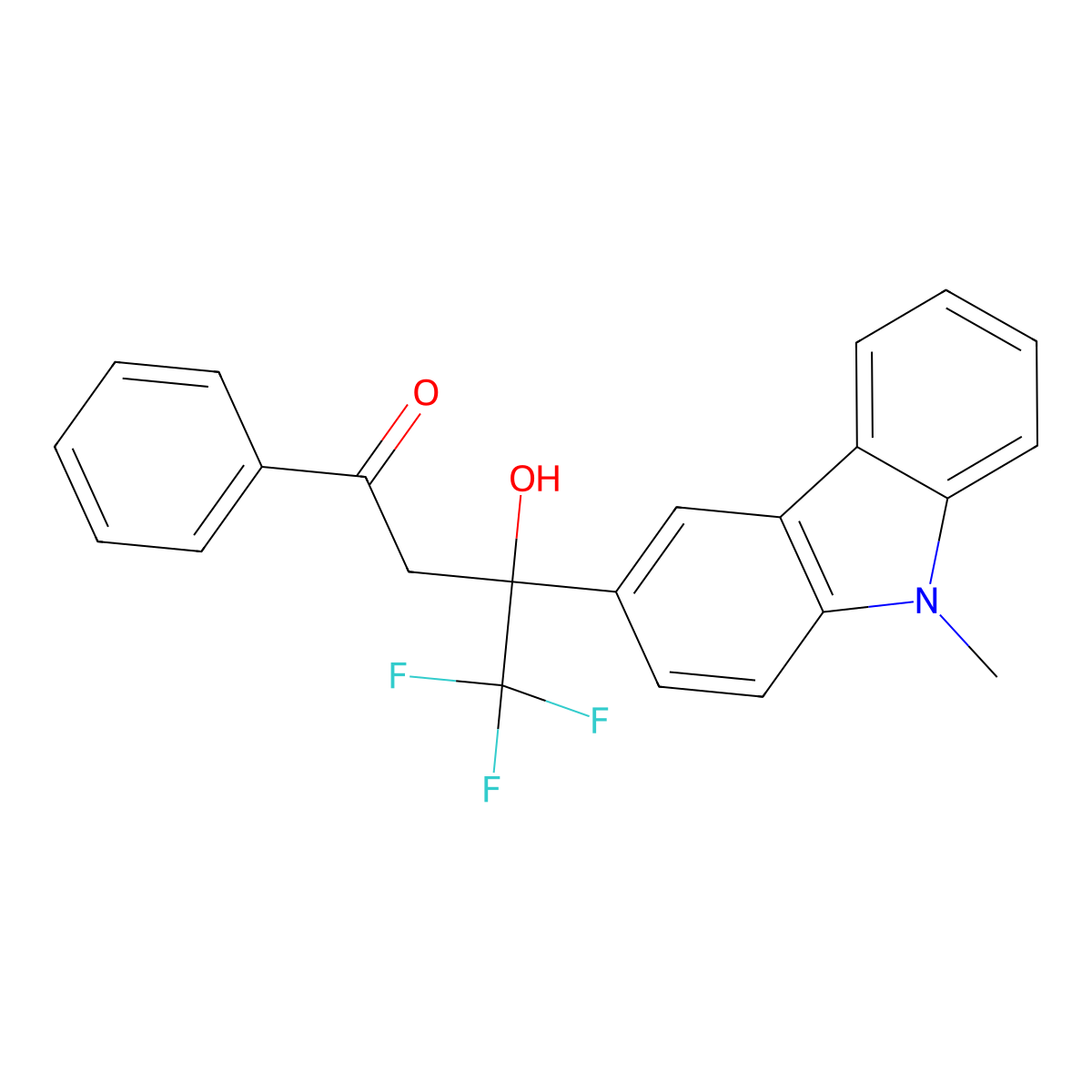 4,4,4-Trifluoro-3-hydroxy-3-(9-methylcarbazol-3-yl)-1-phenylbutan-1-one molecular structure, CAS 136346-82-2