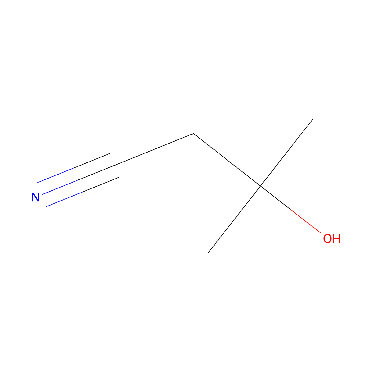 3-Hydroxy-3-methylbutanenitrile molecular structure, CAS 13635-04-6