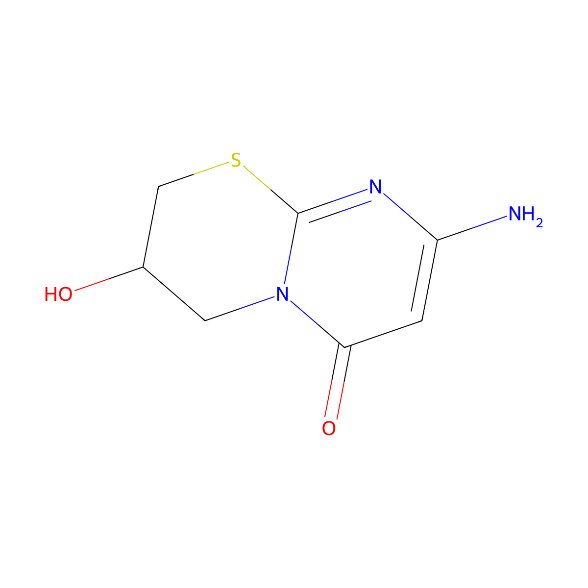 8-amino-3-hydroxy-2H,3H,4H,6H-pyrimido[2,1-b][1,3]thiazin-6-one molecular structure, CAS 136353-11-2