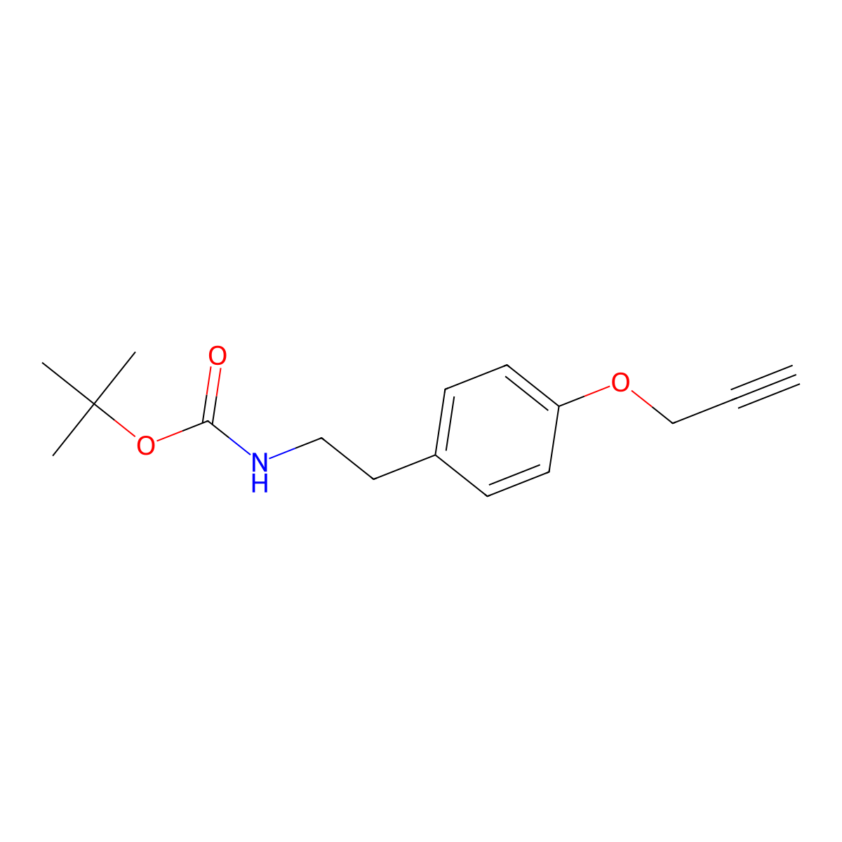 tert-butyl N-{2-[4-(prop-2-yn-1-yloxy)phenyl]ethyl}carbamate molecular structure, CAS 1363594-00-6