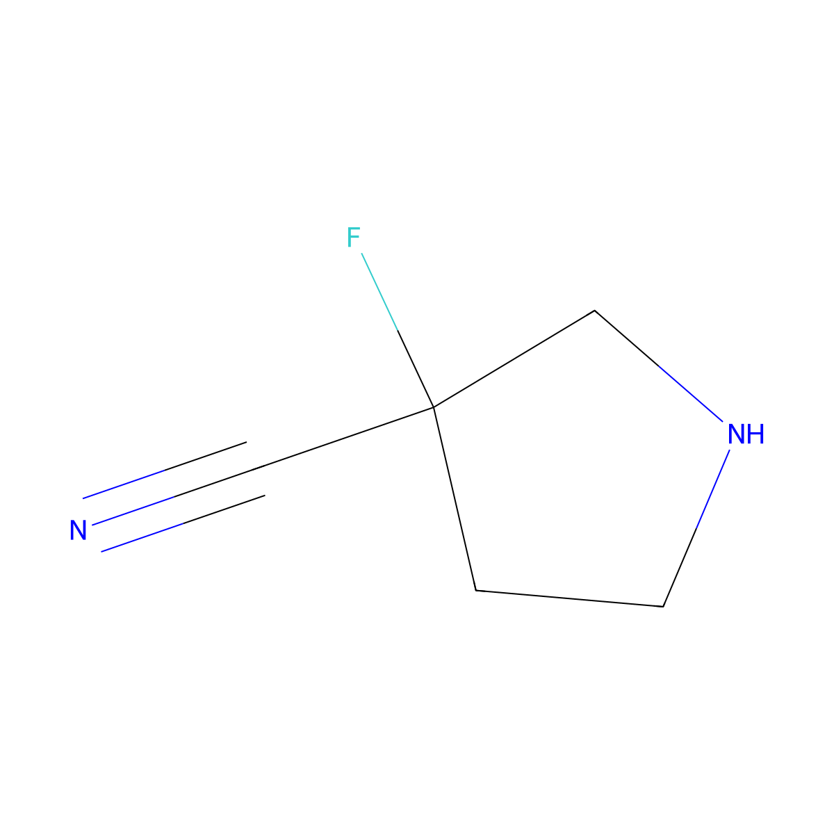 3-Fluoropyrrolidine-3-carbonitrile molecular structure, CAS 1363594-93-7