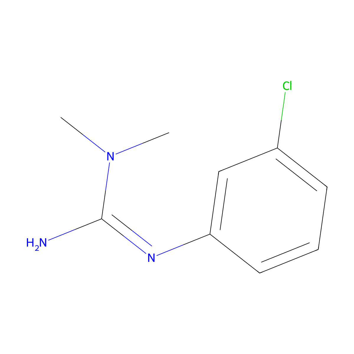 N'-(3-Chlorophenyl)-N,N-dimethylguanidine molecular structure, CAS 13636-32-3