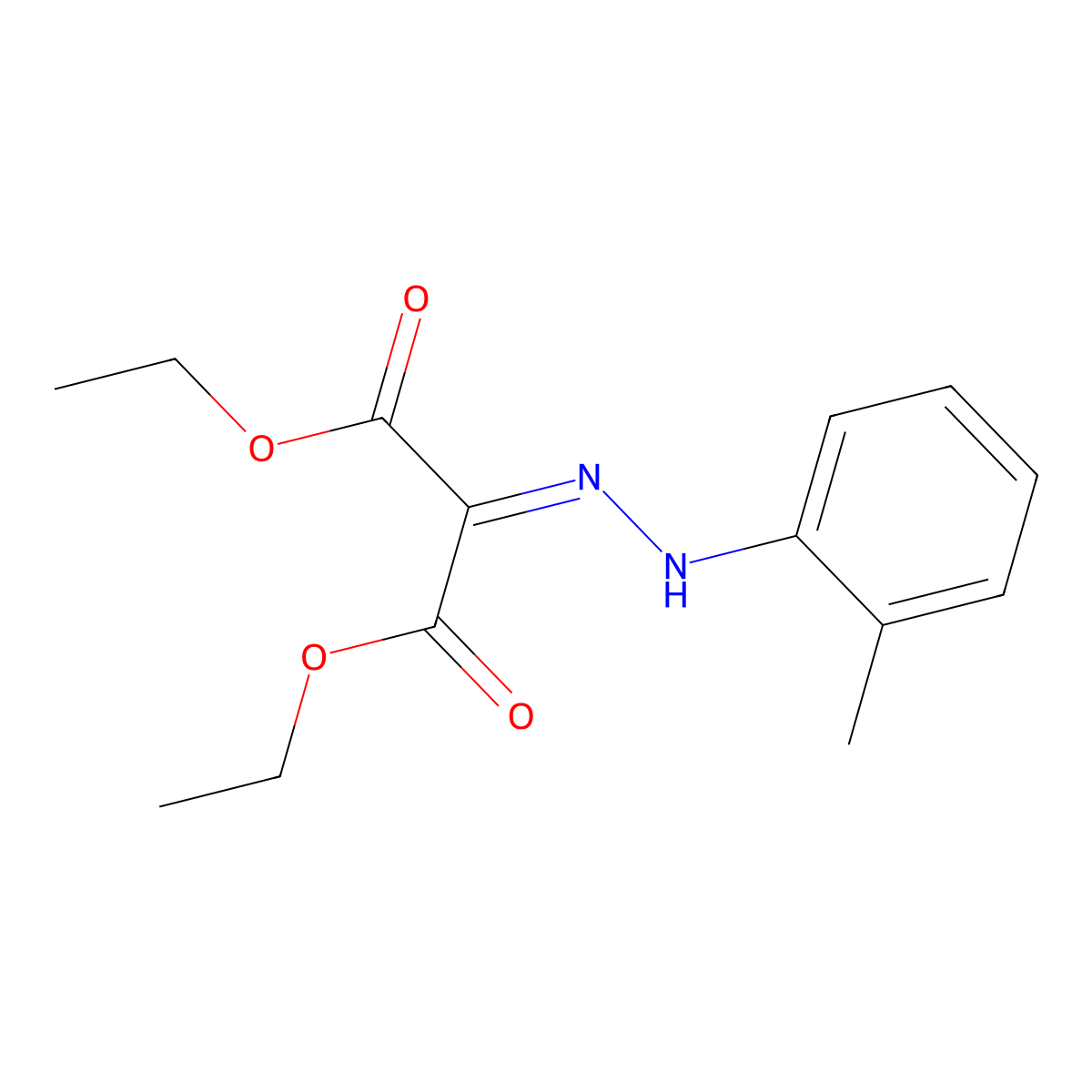 Diethyl 2-[(2-methylphenyl)hydrazinylidene]propanedioate molecular structure, CAS 13636-62-9