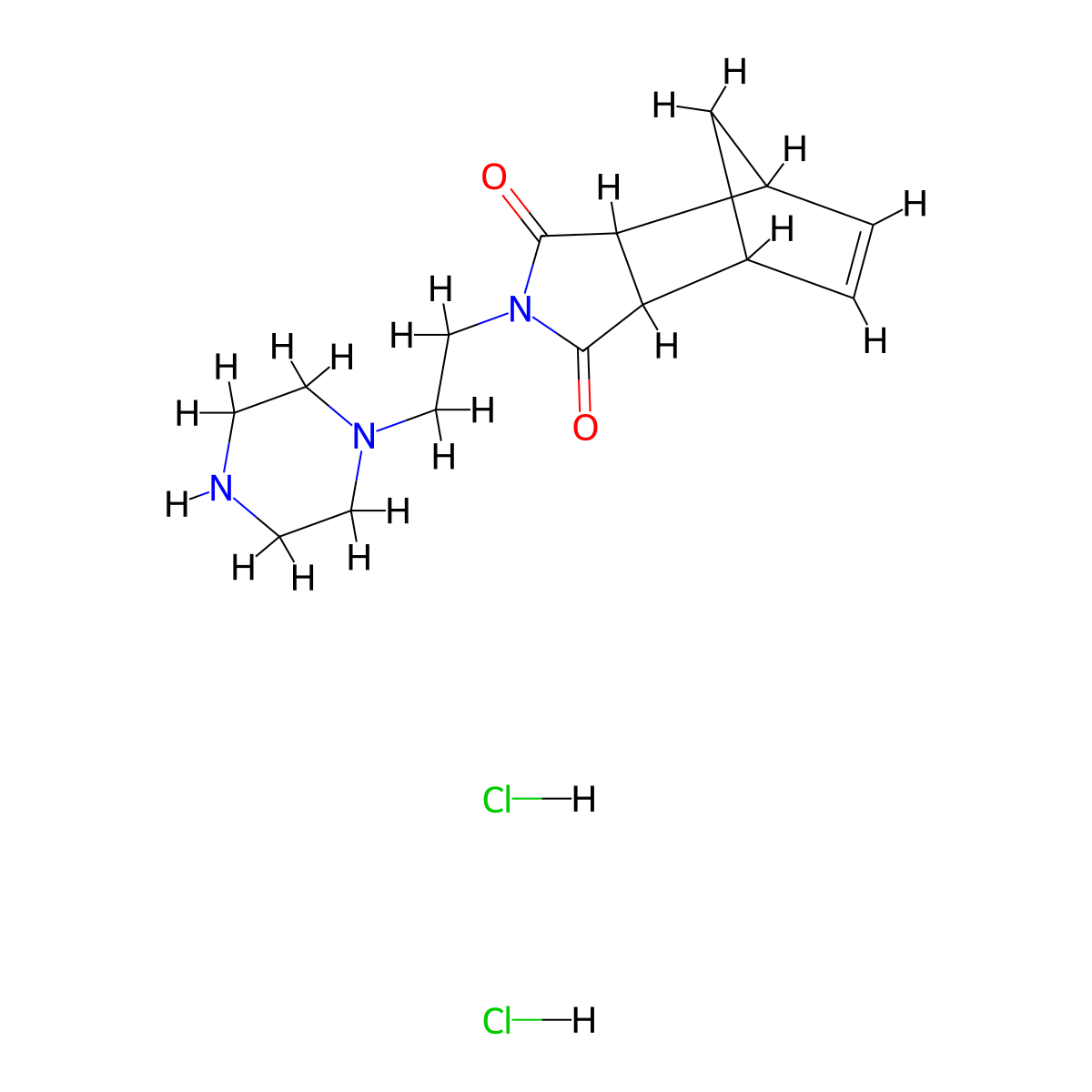 2-(2-piperazin-1-ylethyl)-3a,4,7,7a-tetrahydro-1H-4,7-methanoisoindole-1,3-dione dihydrochloride molecular structure, CAS 136369-09-0